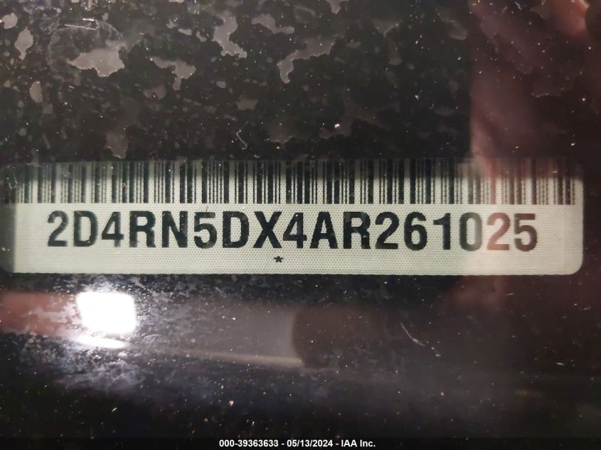 2010 Dodge Grand Caravan Sxt VIN: 2D4RN5DX4AR261025 Lot: 39363633