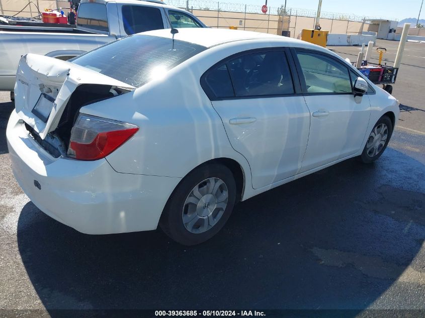 2012 Honda Civic Hybrid VIN: JHMFB4F25CS005447 Lot: 39363685