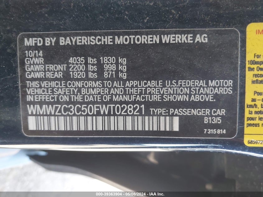 2015 MINI COUNTRYMAN COOPER S - WMWZC3C50FWT02821