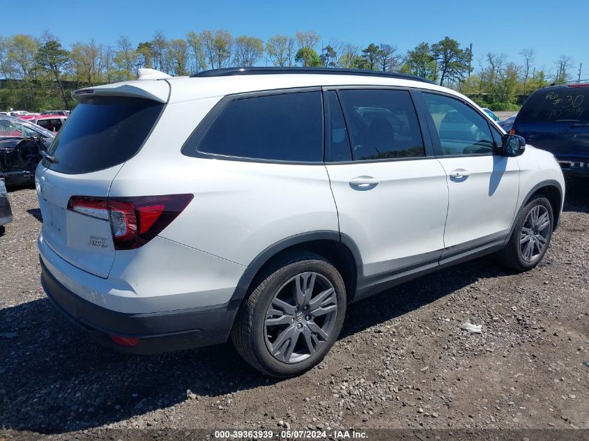 2022 Honda Pilot Awd Sport VIN: 5FNYF6H39NB102652 Lot: 39363939