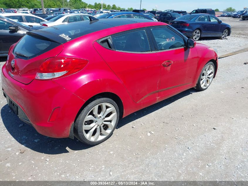 2012 Hyundai Veloster Base W/Red/Black VIN: KMHTC6AD6CU053903 Lot: 39364127