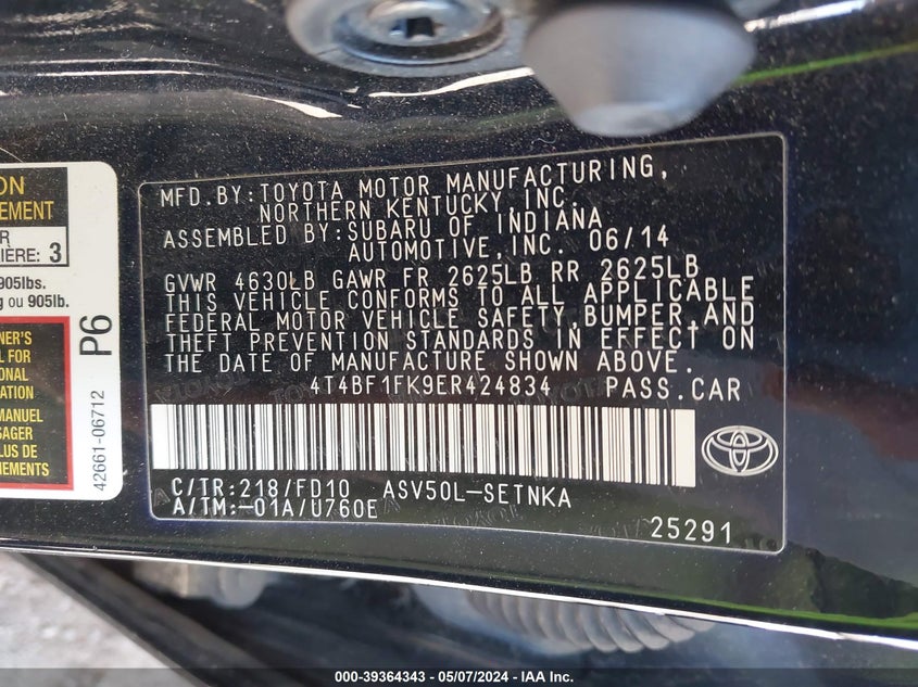 2014 TOYOTA CAMRY LE - 4T4BF1FK9ER424834