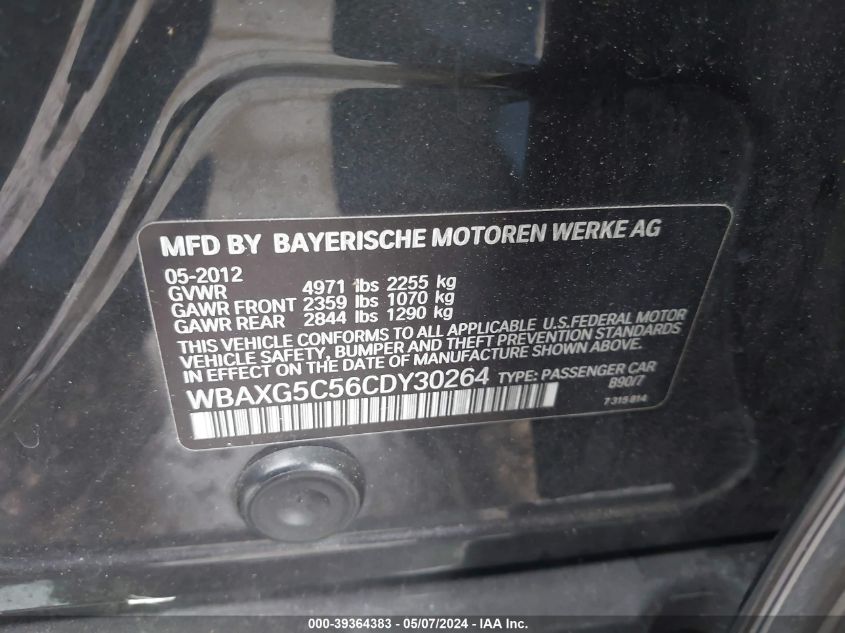 WBAXG5C56CDY30264 | 2012 BMW 528I