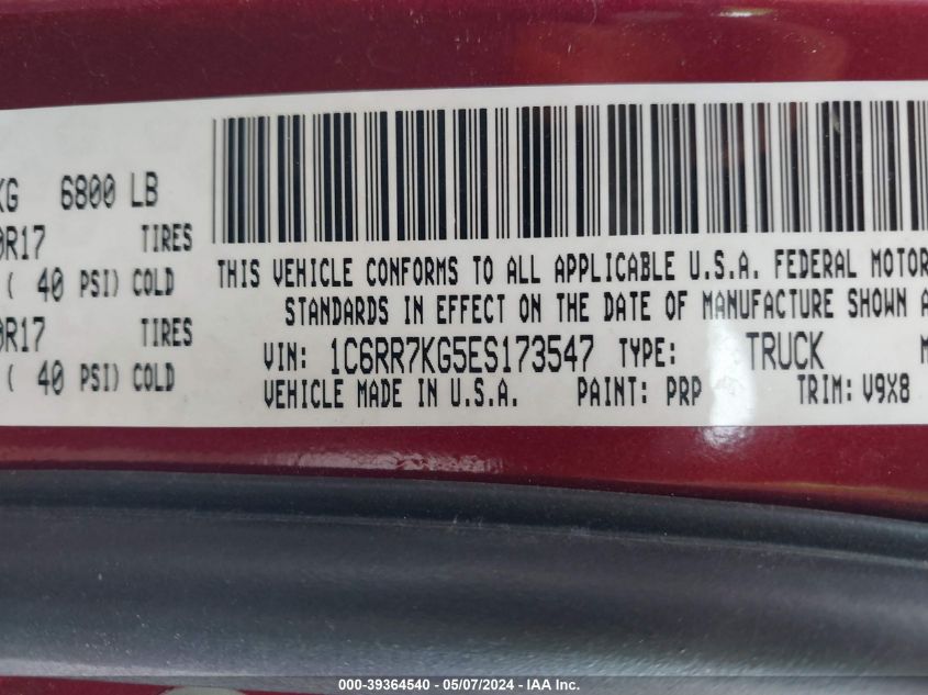 2014 RAM 1500 TRADESMAN - 1C6RR7KG5ES173547