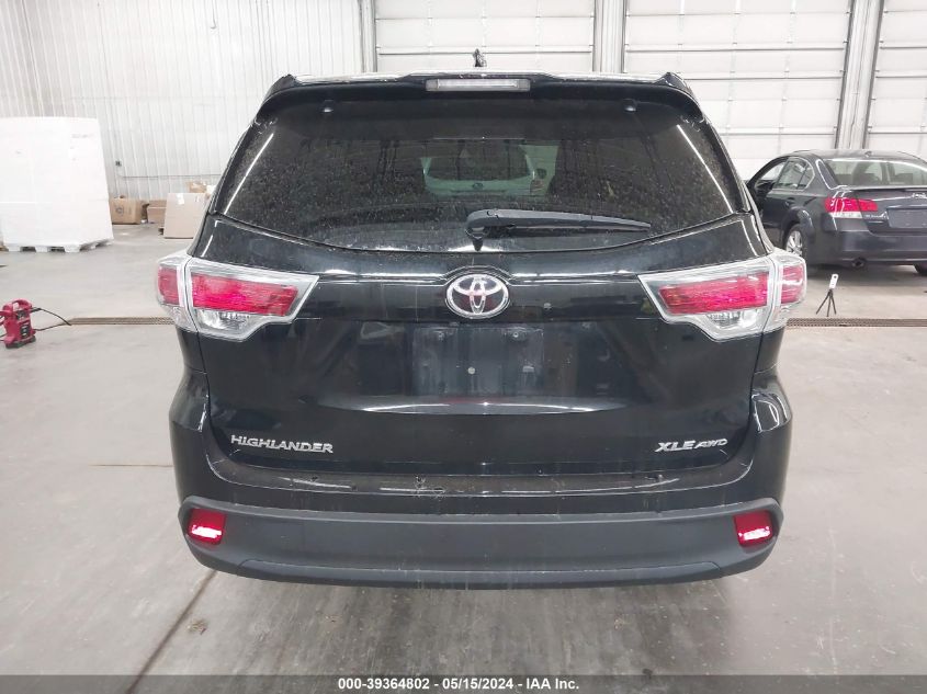 2016 Toyota Highlander Xle V6 VIN: 5TDJKRFH9GS253177 Lot: 39364802