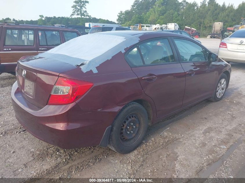 2012 Honda Civic Lx VIN: 2HGFB2F52CH589072 Lot: 39364877