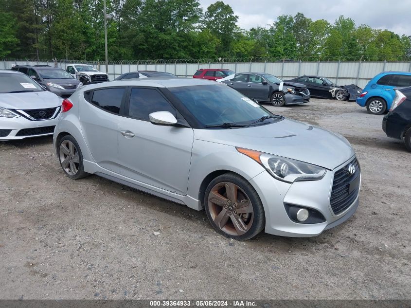 2014 Hyundai Veloster Turbo W/Blue VIN: KMHTC6AEXEU208447 Lot: 39364933