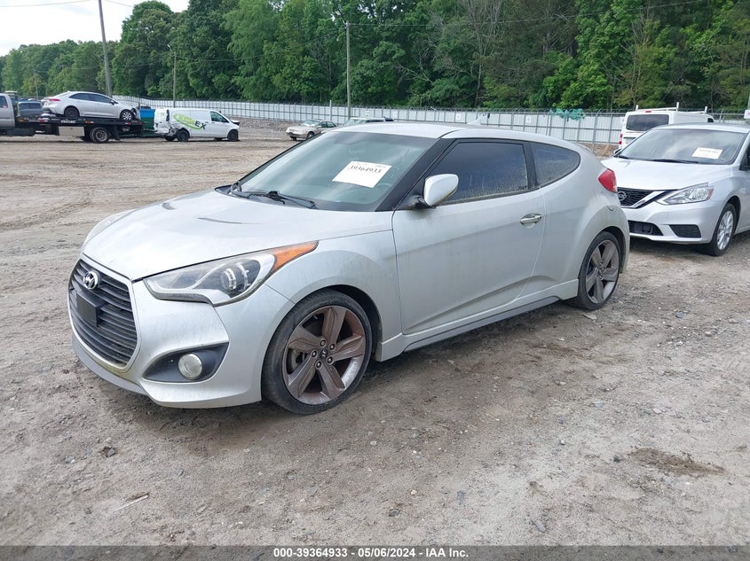 2014 Hyundai Veloster Turbo W/Blue VIN: KMHTC6AEXEU208447 Lot: 39364933