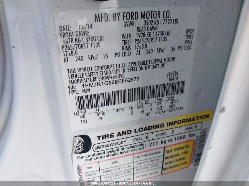 2014 FORD EXPEDITION EL XL - 1FMJK1G56EEF52579