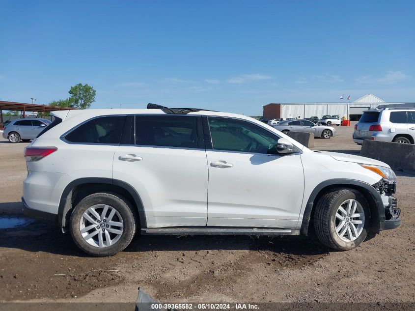 2016 Toyota Highlander Le VIN: 5TDZARFH5GS020709 Lot: 39365582