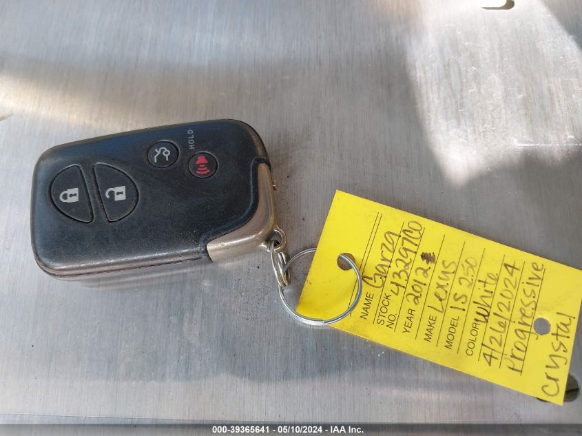 2012 Lexus Is 250 VIN: JTHBF5C24C5174466 Lot: 39365641