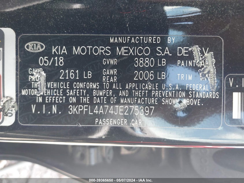 2018 KIA FORTE S - 3KPFL4A74JE275397