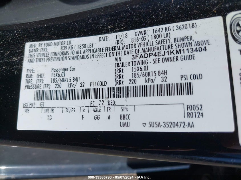 2019 FORD FIESTA SE - 3FADP4EJ1KM113404