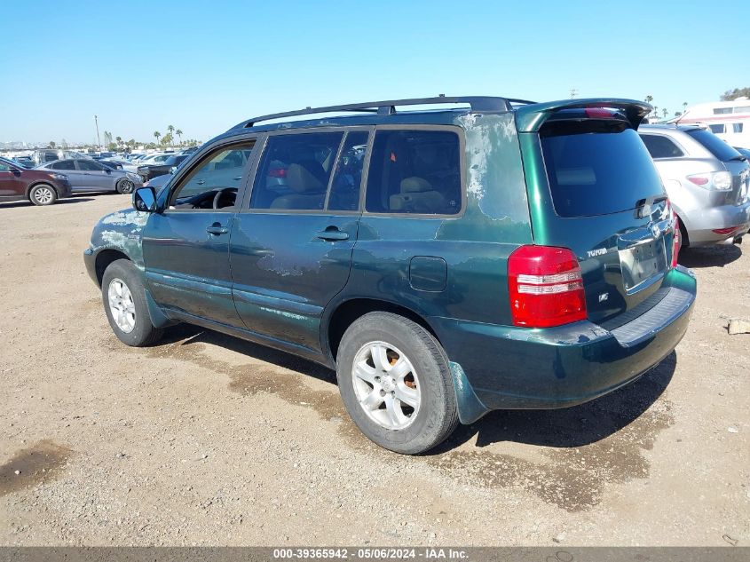 2001 Toyota Highlander V6 VIN: JTEGF21A110009237 Lot: 39365942