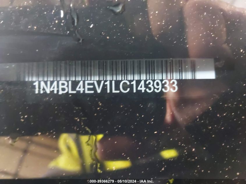 2020 Nissan Altima Sl Fwd VIN: 1N4BL4EV1LC143933 Lot: 39366279