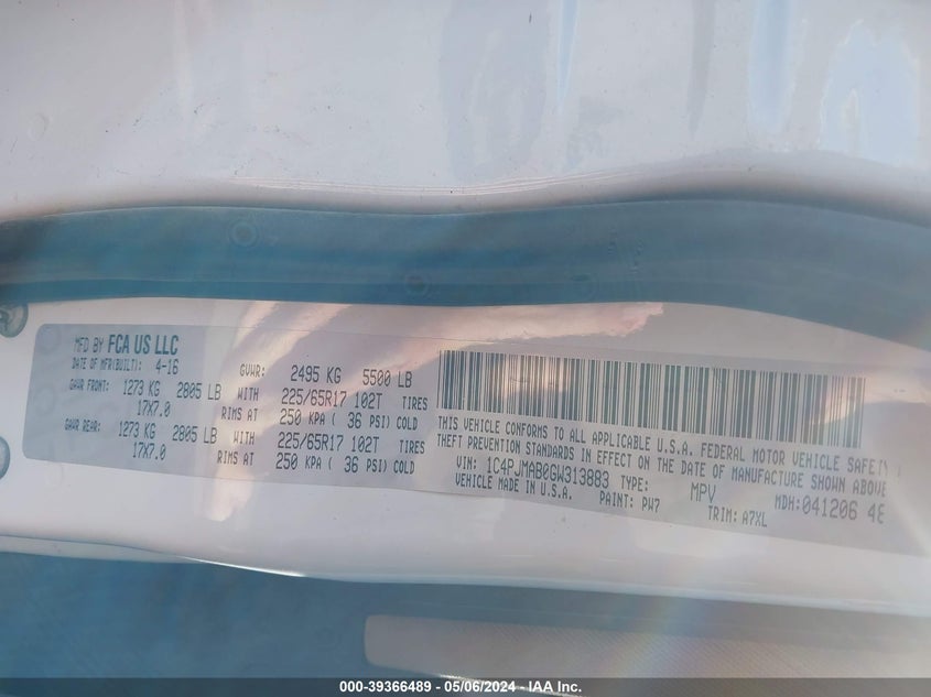 2016 JEEP CHEROKEE SPORT - 1C4PJMAB0GW313883