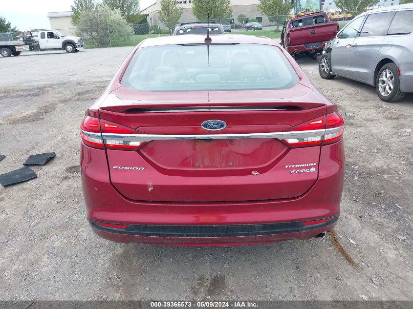 2017 Ford Fusion Hybrid Titanium VIN: 3FA6P0RU6HR360497 Lot: 39366573