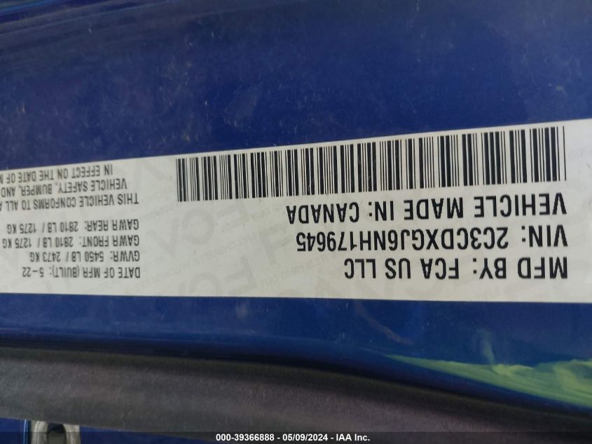 2022 Dodge Charger Scat Pack VIN: 2C3CDXGJ6NH179645 Lot: 39366888