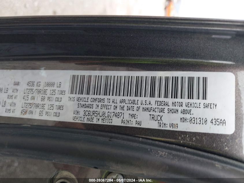 2020 RAM 2500 TRADESMAN - 3C6UR5HJ0LG174871