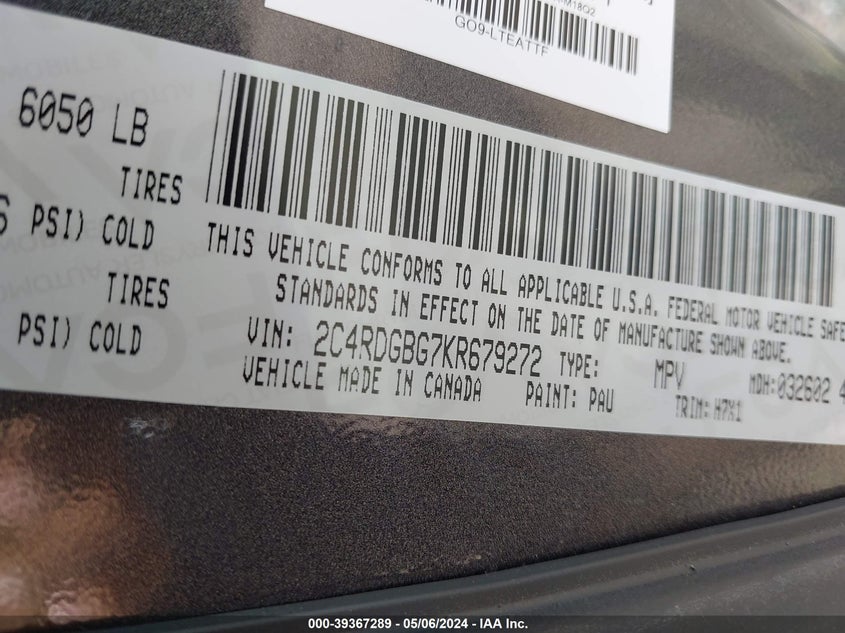 2019 DODGE GRAND CARAVAN SE - 2C4RDGBG7KR679272