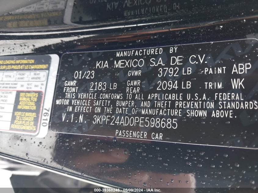 2023 KIA FORTE LXS - 3KPF24AD0PE598685