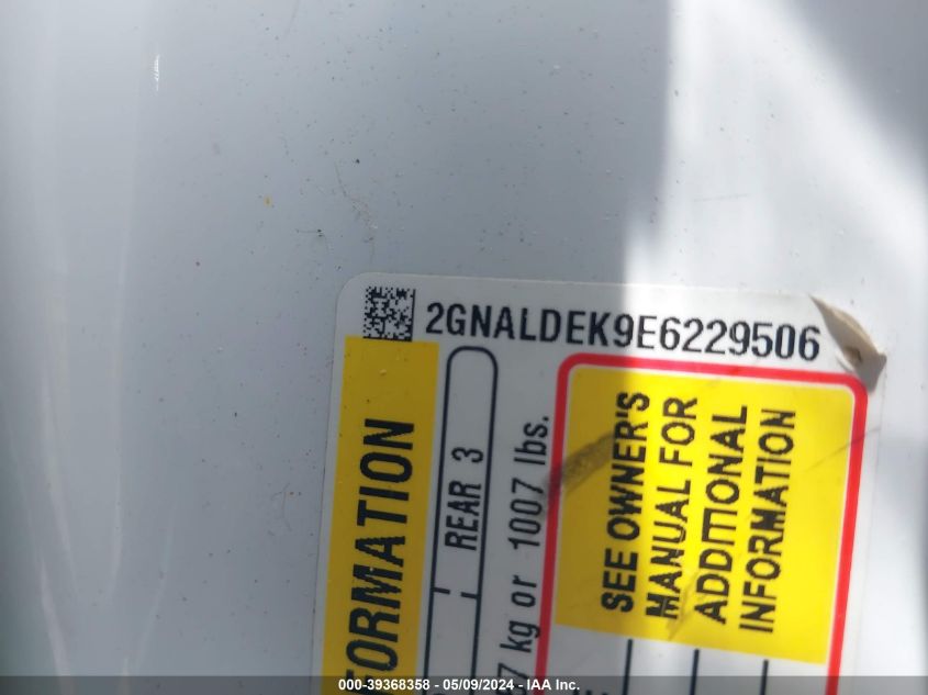 2014 Chevrolet Equinox Ltz VIN: 2GNALDEK9E6229506 Lot: 39368358