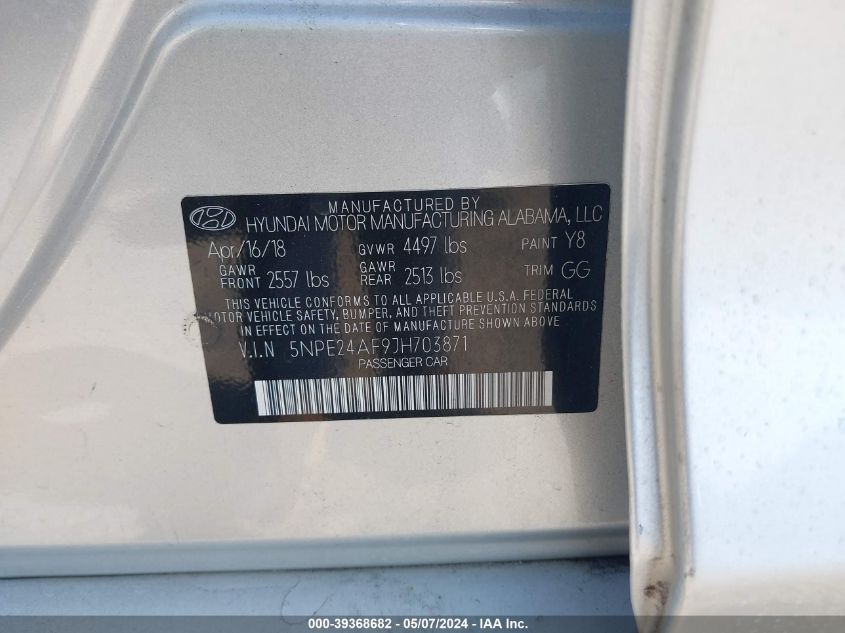 2018 HYUNDAI SONATA SE - 5NPE24AF9JH703871