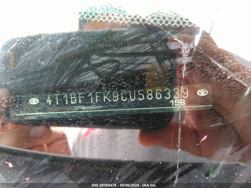 2012 Toyota Camry Se VIN: 4T1BF1FK9CU586339 Lot: 39369476