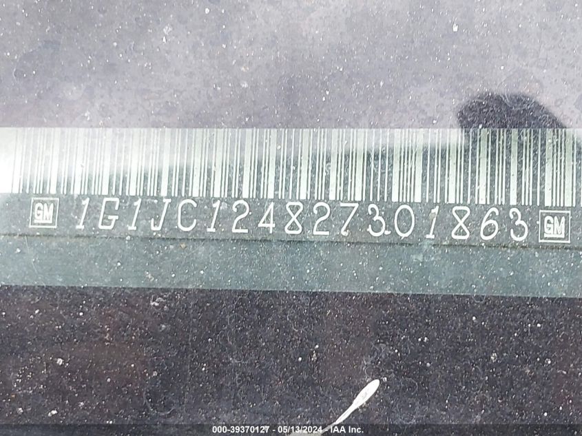 2002 Chevrolet Cavalier VIN: 1G1JC124827301863 Lot: 39370127