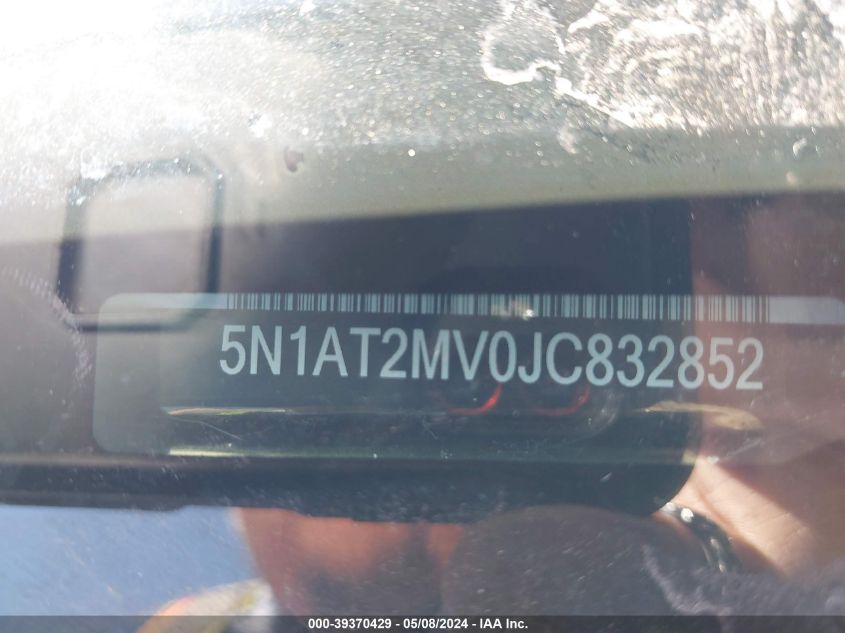 2018 Nissan Rogue Sl VIN: 5N1AT2MV0JC832852 Lot: 39370429