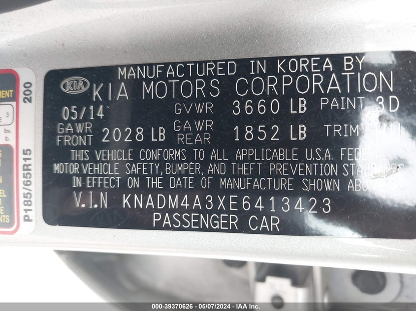 2014 KIA RIO LX - KNADM4A3XE6413423