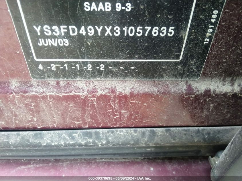 YS3FD49YX31057635 | 2003 SAAB 9-3