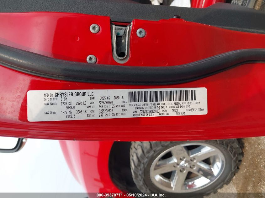 2011 Ram Ram 1500 Slt VIN: 1D7RV1CT5BS516937 Lot: 39370711