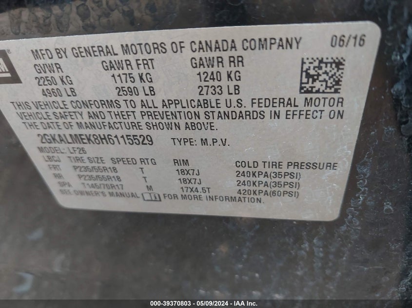 2017 GMC TERRAIN SLE-1 - 2GKALMEK8H6115529