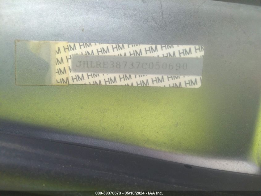 2007 Honda Cr-V Ex-L VIN: JHLRE38737C050690 Lot: 39370873