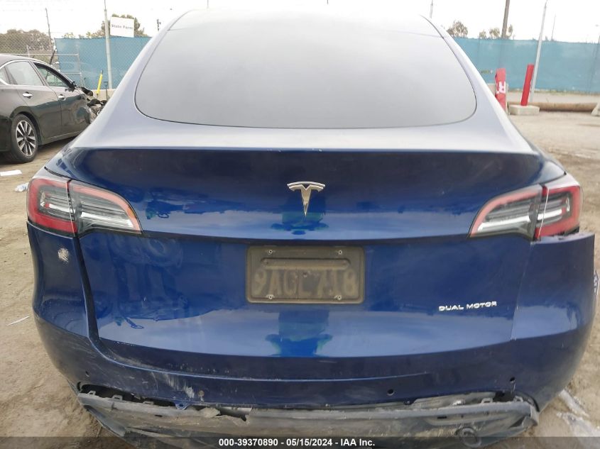 2022 Tesla Model Y Long Range Dual Motor All-Wheel Drive VIN: 7SAYGDEE2NF344161 Lot: 39370890