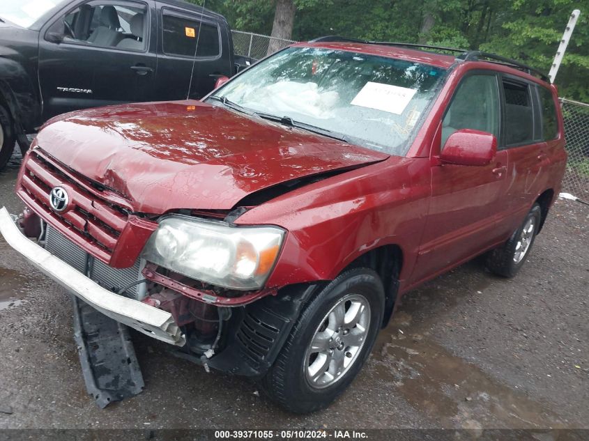 2007 Toyota Highlander V6 VIN: JTEGP21A570129855 Lot: 39371055