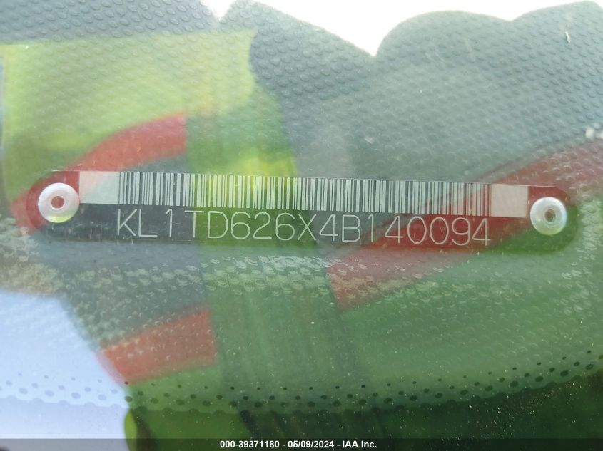 2004 Chevrolet Aveo VIN: KL1TD626X4B140094 Lot: 39371180