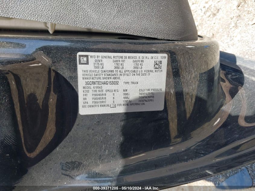 2010 Chevrolet Silverado 1500 Ltz VIN: 3GCRKTE34AG153032 Lot: 39371205