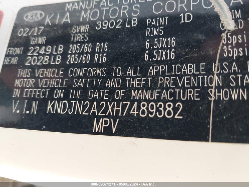 2017 KIA SOUL - KNDJN2A2XH7489382