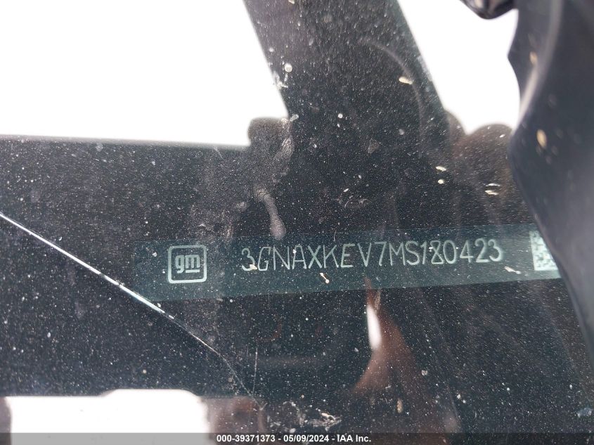 2021 Chevrolet Equinox Fwd Lt VIN: 3GNAXKEV7MS180423 Lot: 39371373