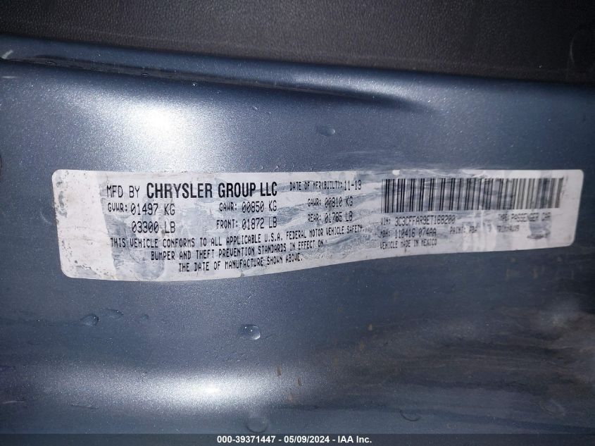 2014 Fiat 500 Pop VIN: 3C3CFFAR9ET168200 Lot: 39371447