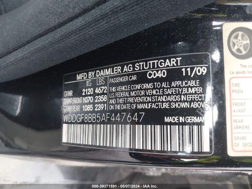 WDDGF8BB5AF447647 2010 Mercedes-Benz C 300 Luxury 4Matic/Sport 4Matic