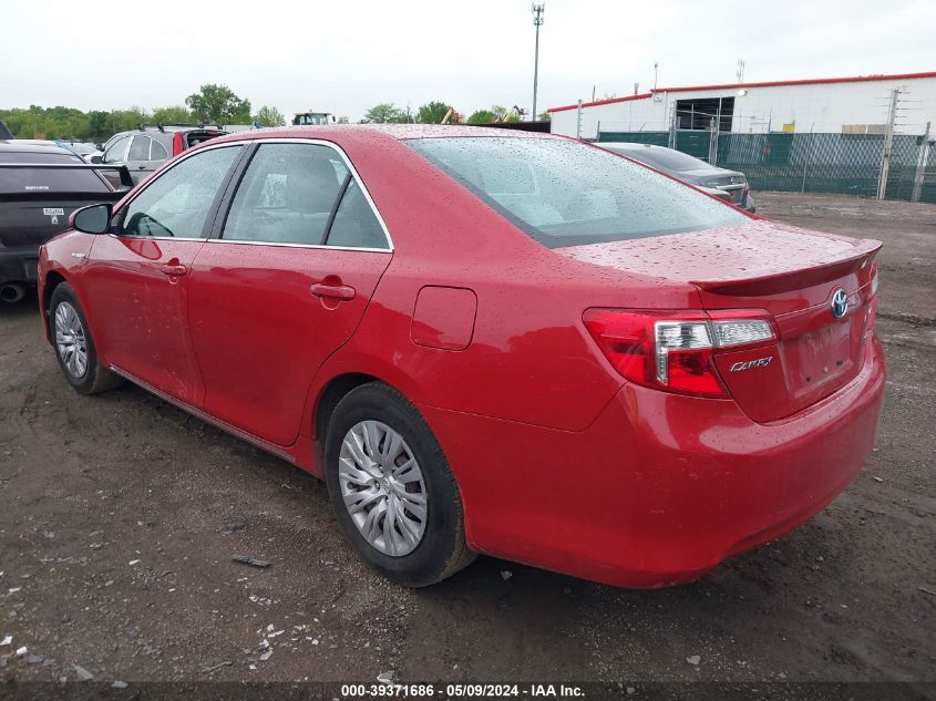 2012 Toyota Camry Hybrid Le VIN: 4T1BD1FKXCU041725 Lot: 39371686