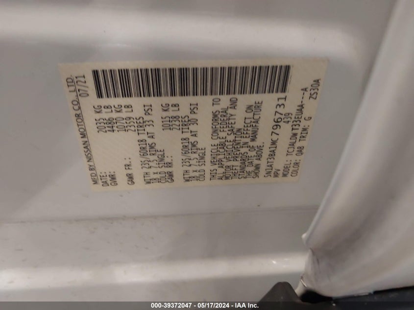 2021 NISSAN ROGUE SV FWD - 5N1AT3BA1MC796731