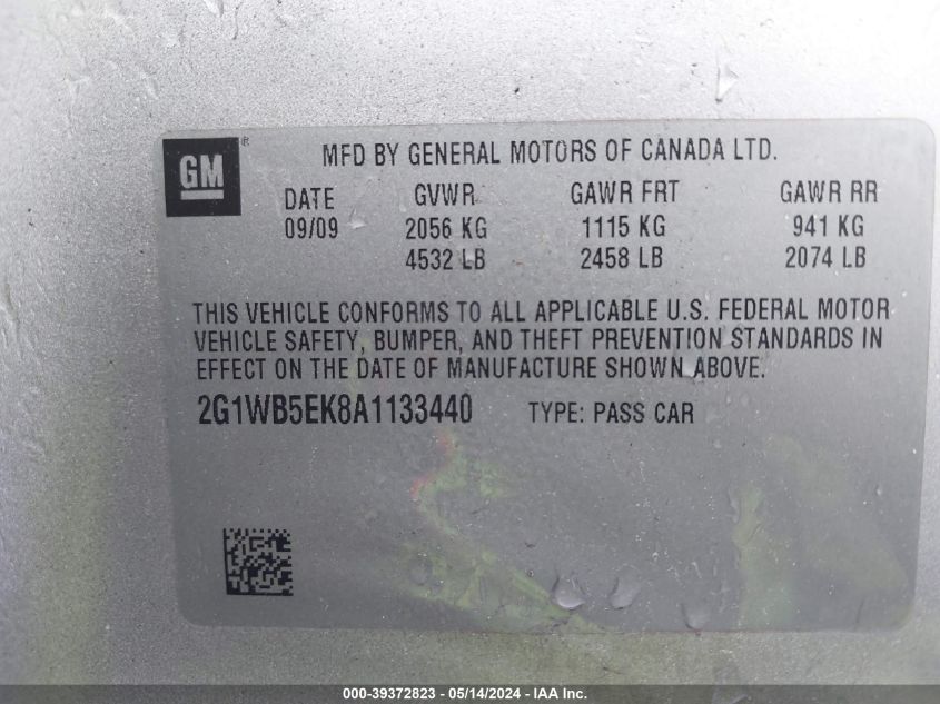 2G1WB5EK8A1133440 | 2010 CHEVROLET IMPALA