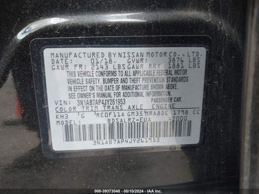 2018 NISSAN SENTRA SR - 3N1AB7AP4JY261953