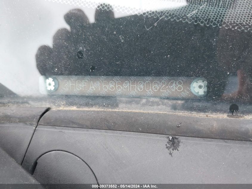 2009 Honda Civic Ex VIN: 2HGFA16869H306298 Lot: 39373552