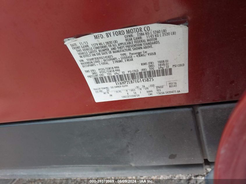 2014 FORD TAURUS SEL - 1FAHP2E87EG145825