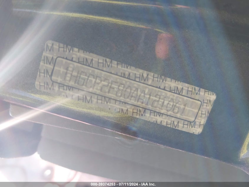 2010 Honda Accord 2.4 Ex-L VIN: 1HGCP2F80AA121061 Lot: 39374253